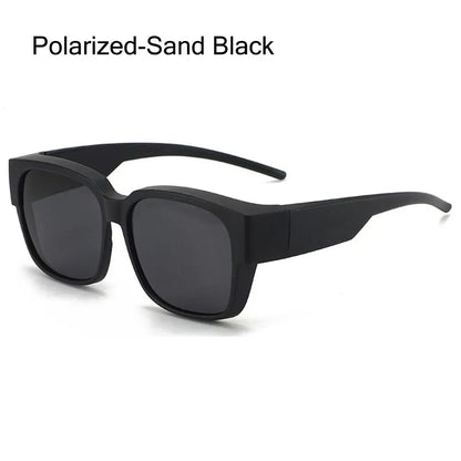 Polarized Fit Over Glasses Sunglasses for Women Men, Trendy Square Wrap Around Shades for Driving Riding, UV Protection