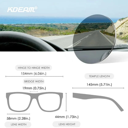 New Colors KDEAM-PLUS Large Size Square Unisex Sunglasses Polarized Photochromic Oversized Sun Glasses Fashion Anti Glare Mirror