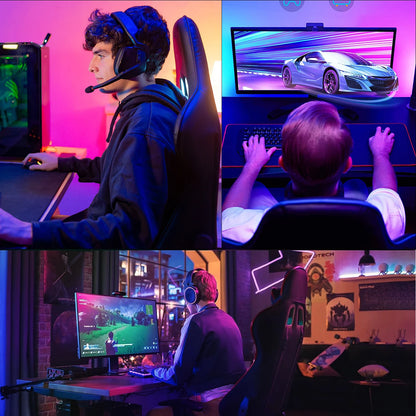 Ergonomic Gaming Chair with Massage Function, Height Adjustable Office Chair Computer Chair with Armrests Headrests, up to 150KG