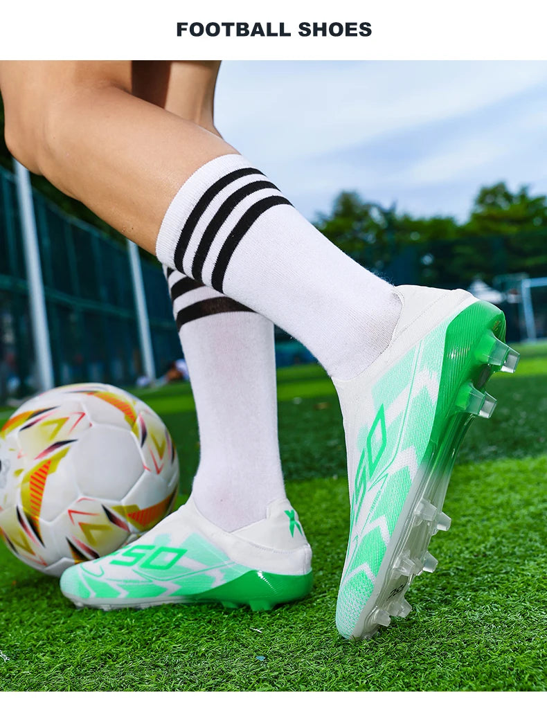 New Men's Football Boots, Non-Slip Boys' Soccer Shoes, Grass Cleats, High-Quality Match Sneakers, Hot-Selling Outdoor High-Top Light Boots
