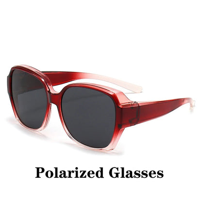 Fashion Round Polarized Sunglasses Cover Over Myopia Prescription Glasses Portable Men Women Vintage Fishing Driving Eyewear