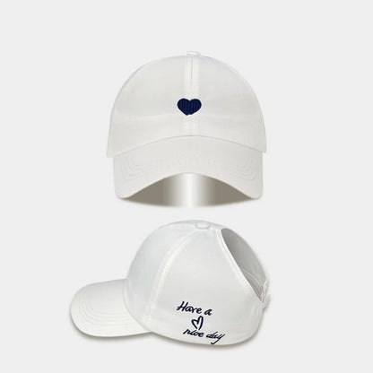 New Love Heart Baseball Cap Female High Ponytail Hat Hollow Empty Top Sun Protection Outdoor Sport Visor Adjustable Travel Cap