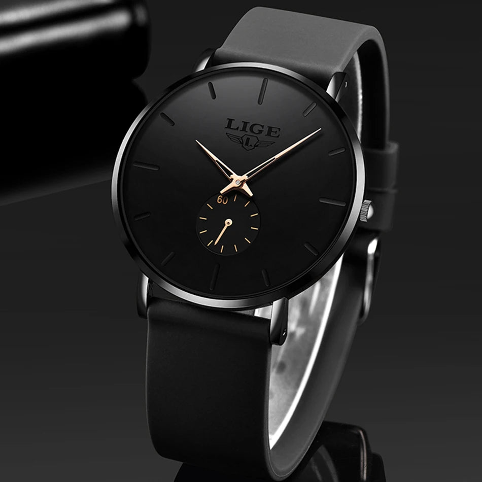 montre pour homme LIGE – Style sportif et tendance, marque de luxe, étanche, design épuré et ultra-fin, montre à quartz pour homme