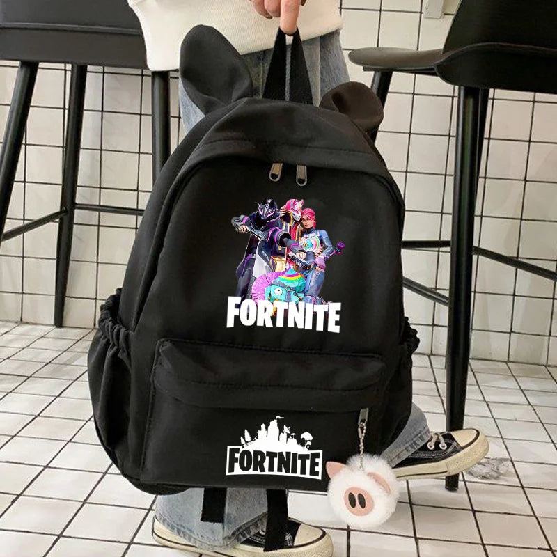 New Fortnite Cartoon Backpack Boy Girl Casual Schoolbag Large Capacity Student Bag Rabbit Ears Travel Backpack Stationery Gift