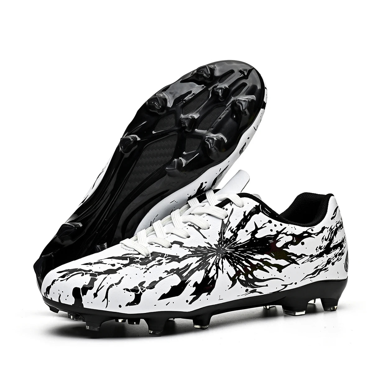 Chaussures de football pour hommes AG/FG pour terrain ferme, crampons en caoutchouc antidérapants, respirantes en PU, pour adultes, pour la pratique et la compétition de football en extérieur.