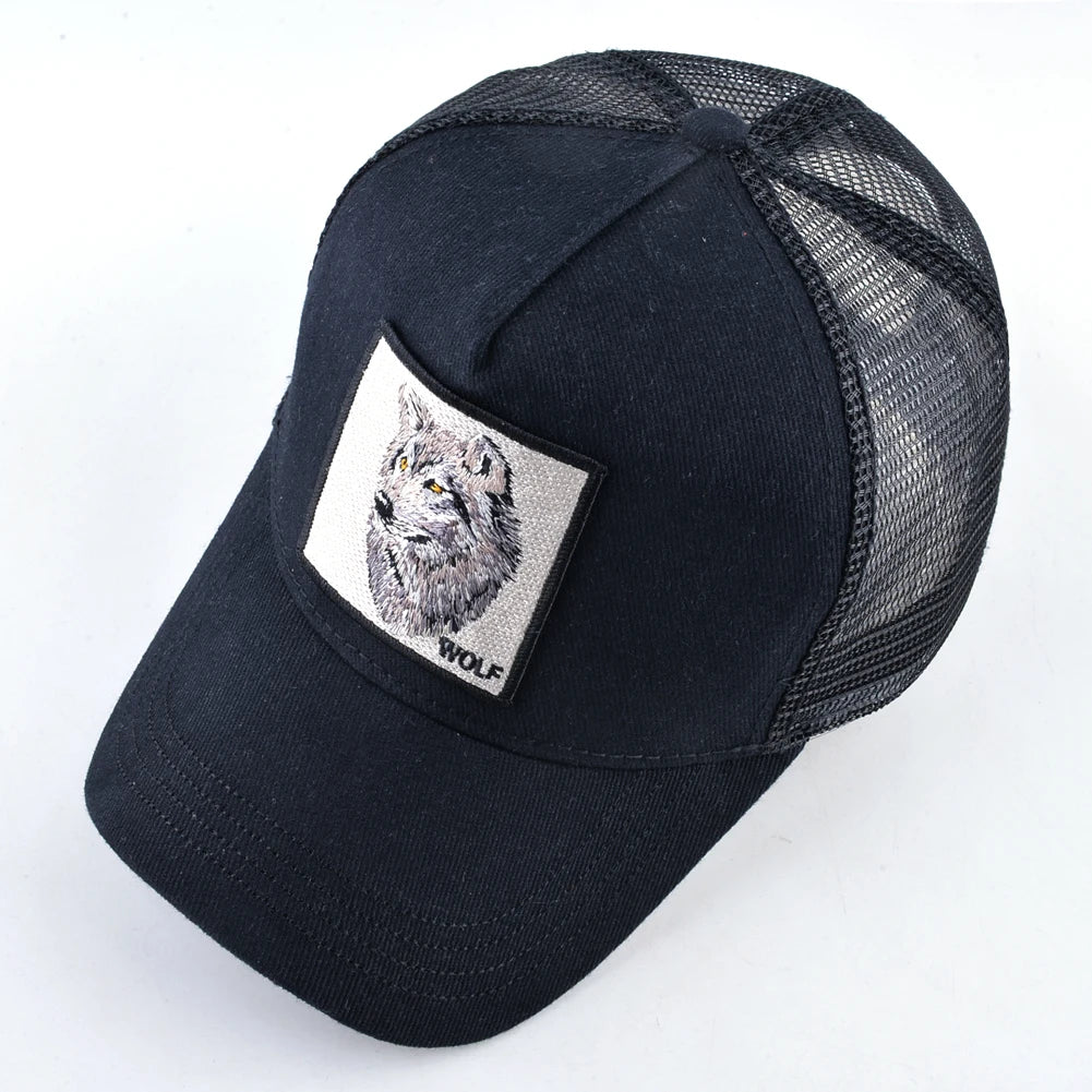 Fashion Baseball Cap With Embroidery Wolf Patch Snapback Hip Hop Trucker Caps Men Women Outdoor Breathable Visor Hat