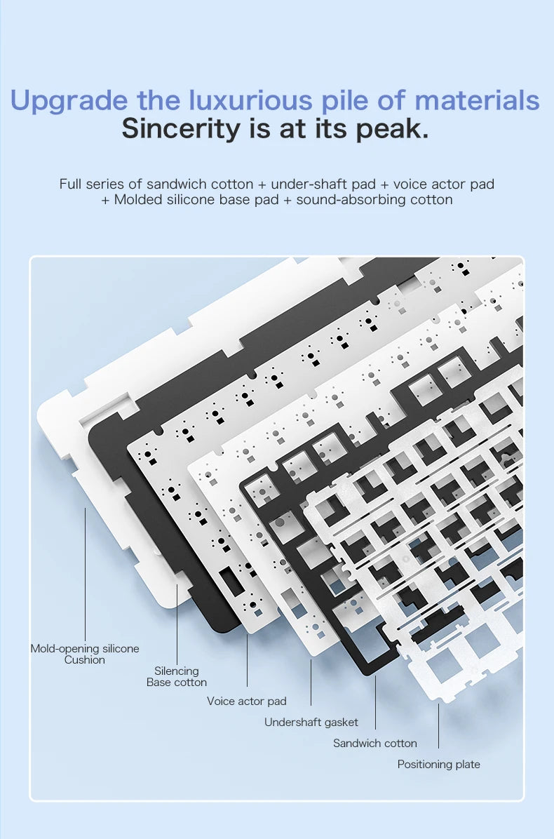 F75 Mechanical Keyboard FREEWOLF 81 Keys Layout Metal Knobs PBT Keycaps,Fully Hot-swappable Keys RGB Multi-color Backlighting