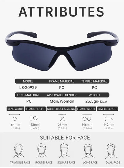 Sports Sunglasses Women Outdoor Cycling Goggle Men Fashion One-Piece Windproof Sunglass Male 2026 New Semi-Rimless Sun Glasses