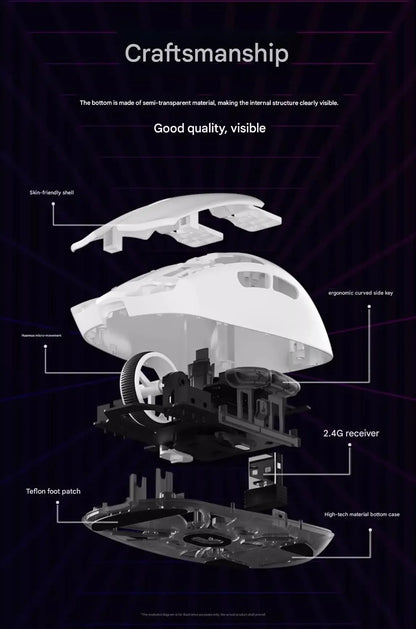 Mouse wireless Bluetooth Aigo GM80 PLUS PRO PAW3311/PAW3395 leggero 1000HZ cablato a tre modalità per gaming ed e-sport, regalo