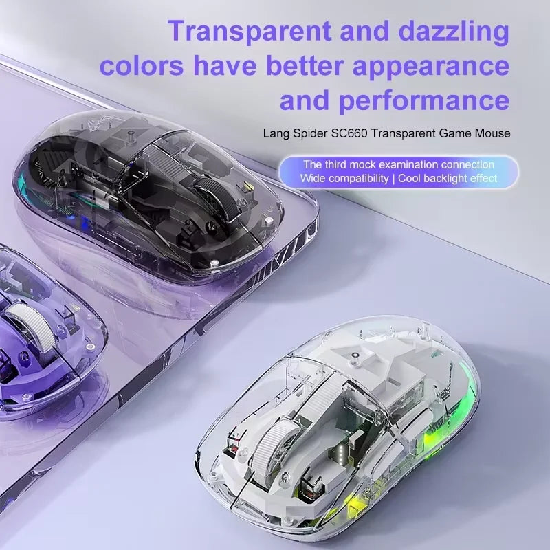 Mouse Bluetooth Wireless AULA SC660, mouse e-sport con connessione trimodale, leggero, ricarica Type-C, per gaming, ufficio, ragazze e ragazzi