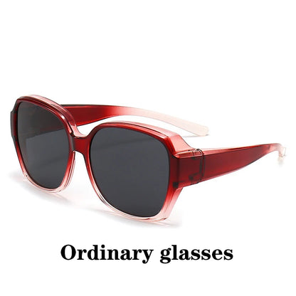 Fashion Round Polarized Sunglasses Cover Over Myopia Prescription Glasses Portable Men Women Vintage Fishing Driving Eyewear