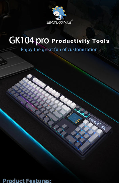 SKYLOONG GK104 Pro Wireless Mechanical Keyboard 100% Custom Keyboard Hot-Swappable Low-noise Switch for PC Gamer Office Accessories