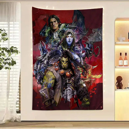 Μεγάλη επιτοίχια ταπισερί με εκτύπωση Hot Game World Of Warcraft, οικονομική χίπικη διακόσμηση τοίχου, μποέμ επιτοίχιες ταπισερί, μάνταλα για διακόσμηση σπιτιού