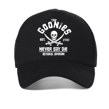 The Goonies Est 1985 Never Say Die Men's baseball cap summer mesh Snapback hat fashion outdoor Causal Breathable sun hats