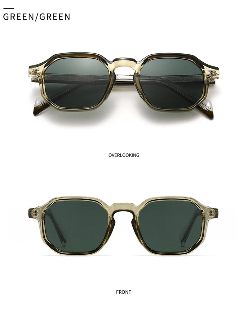 SHAUNA New Polygon Square Men Polarized Sunglasses Retro Rivets Women Blue Green Shades UV400
