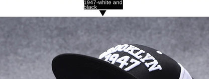 Men's Letter Embroidery Tide All-Match Flat Brim Baseball Cap Ladies Summer Hip-Hop Hat Outdoor Shade Adjustable Peaked Cap