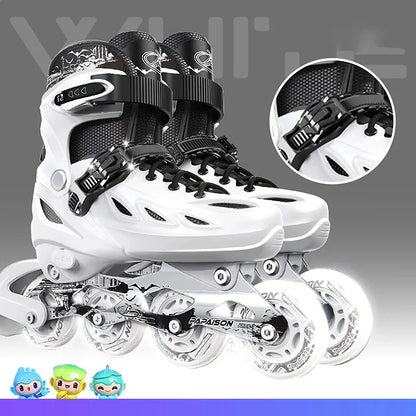 Patins em Linha para Rapaz, Pretos, Tamanho Ajustável, Rosa para Rapariga, Rollerblades Desportivos para Criança, Alta Velocidade, Novos, LED Luminoso, Profissionais