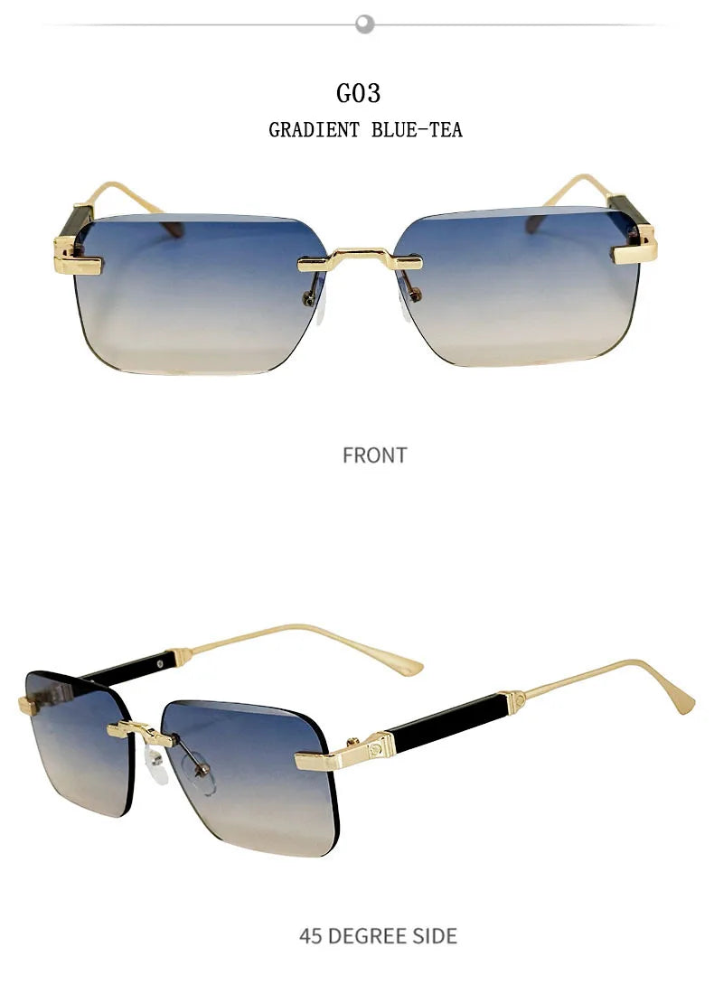 New 2024 Square Sunglasses Women Trendy Vintage Designer Rimless Sunglasses For Men Vacation Fashion Glasses Lentes De Sol Mujer