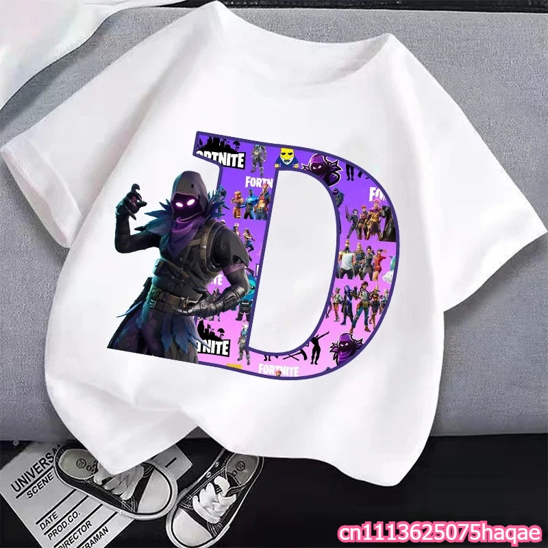 New Fortnites Kids T-shirts Cartoon Letter Graphic T-shirts Boys Girls Summer Casual Sports Short Sleeve Tops Children Clothing