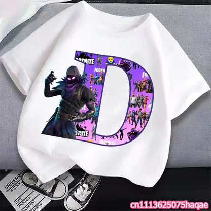 New Fortnites Kids T-shirts Cartoon Letter Graphic T-shirts Boys Girls Summer Casual Sports Short Sleeve Tops Children Clothing