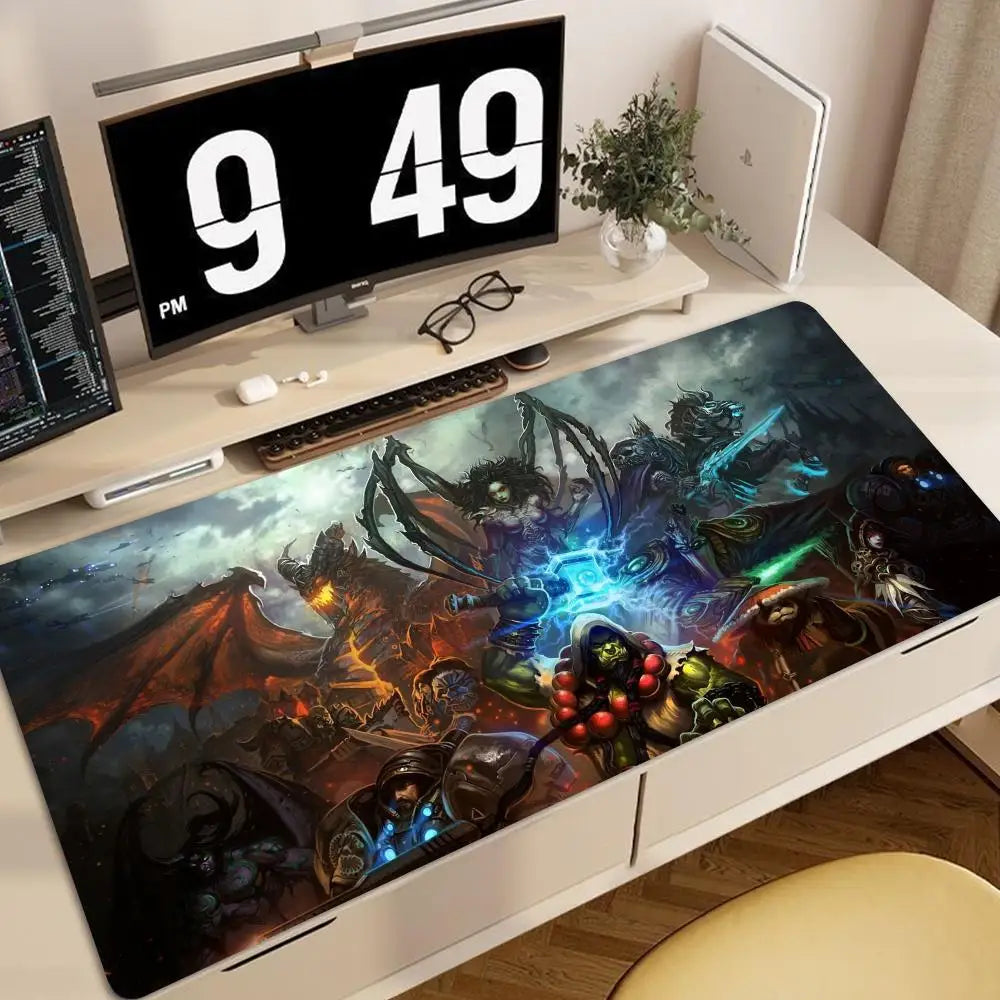 World of Warcraft anime XXL gamingmuismat-deskmat met vergrendelde rand, toetsenbord- en muismat voor kantoor, gamer-computeraccessoires HYBXXC