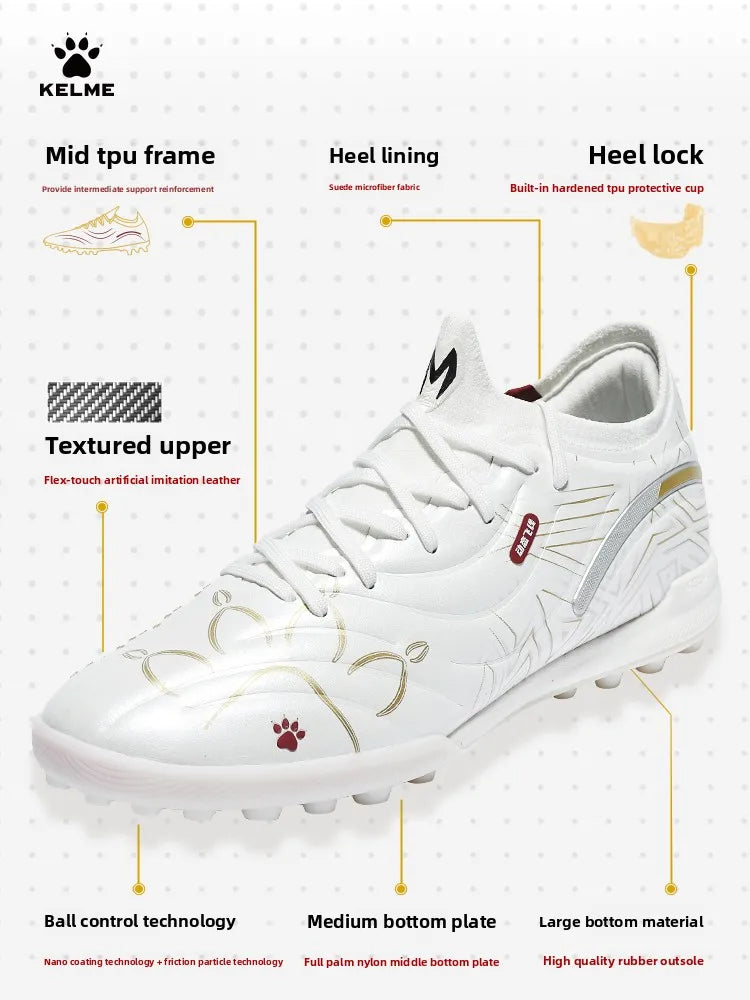 Chuteiras de Futebol Kelme para Adulto TF com Pitons Fragmentados, Calçado Profissional para Jogo e Treino, Sapatilhas de Futebol Indoor Antiderrapantes para Jovem