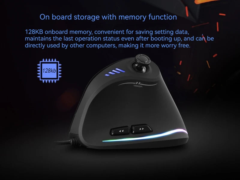 Mouse verticale ZELOTES C-18, mouse ottico RGB a 11 tasti con joystick, mouse gaming laser programmabile per PC e gamer
