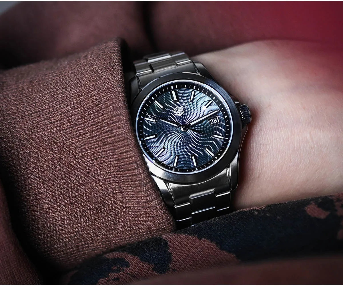 San Martin Official 39mm Guilloche MOP Dial Gada Watch Miyota 9015 Luxury Men's Automatic Mechanical Watches 10 ATM reloj SN0150