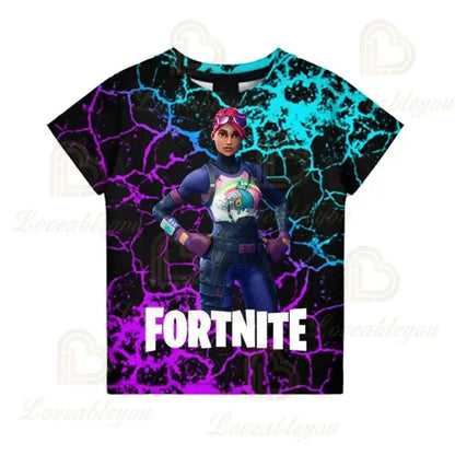 Fortnite Boys T-shirt Kids Tops Summer Children Clothes 3D Funny Battle Royale Game Graphics T Shirt Toddler Girls Top Tee