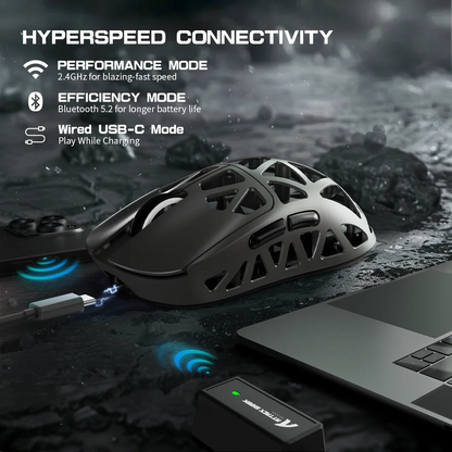 ATTACK SHARK R2 gamingmus i magnesiumlegering PAW3950, tri-mode, 8000hz, 42000 DPI, 45g ultralätt, mikrobrytare med 100M klick