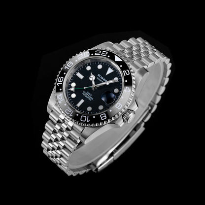 Sugess GMT Diving Watch of Men Automatic Mechanical Waterproof Wristwatches Peacock SL3032 Movement Ceramic Bezel Jubille Band