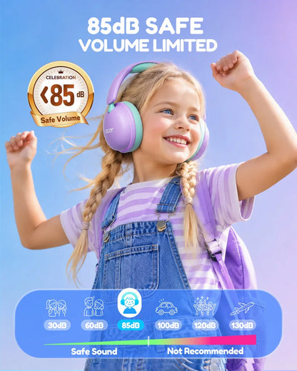 Casque Bluetooth 6.0 pour enfants Acer OHR727 avec lumières LED, conception confortable circumaurale, volume sécurisé de 85 dB, autonomie de 110 heures, microphone intégré