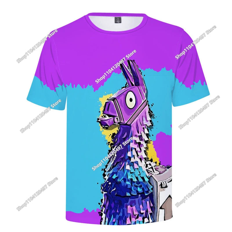 T-shirt Fortnite Victory Hero para Criança, Rapaz e Rapariga, Battle Royale 3D, Manga Curta