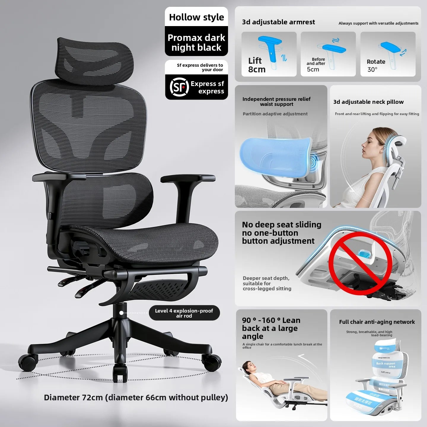 Ergonomic Office Chair Comfortable  Long Sitting Home Gaming Computer Recliner Nap Chair Adjustable Height Lumbar Support Swivel