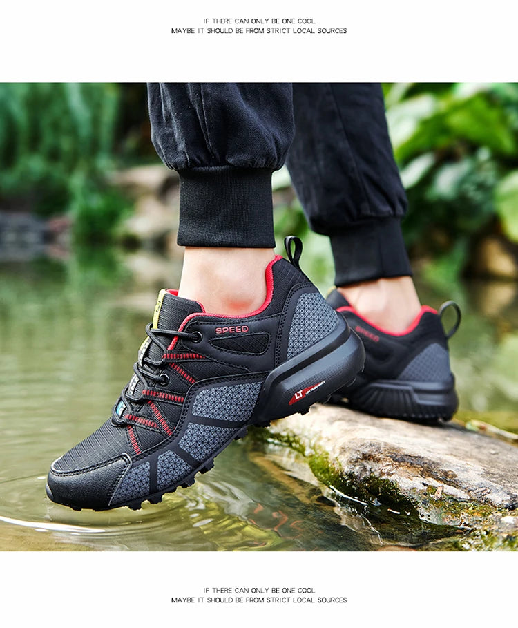 Men's hiking shoes, all-terrain outdoor sports shoes, breathable mesh, non-slip, wear-resistant hiking shoes, outdoor cycling shoes
