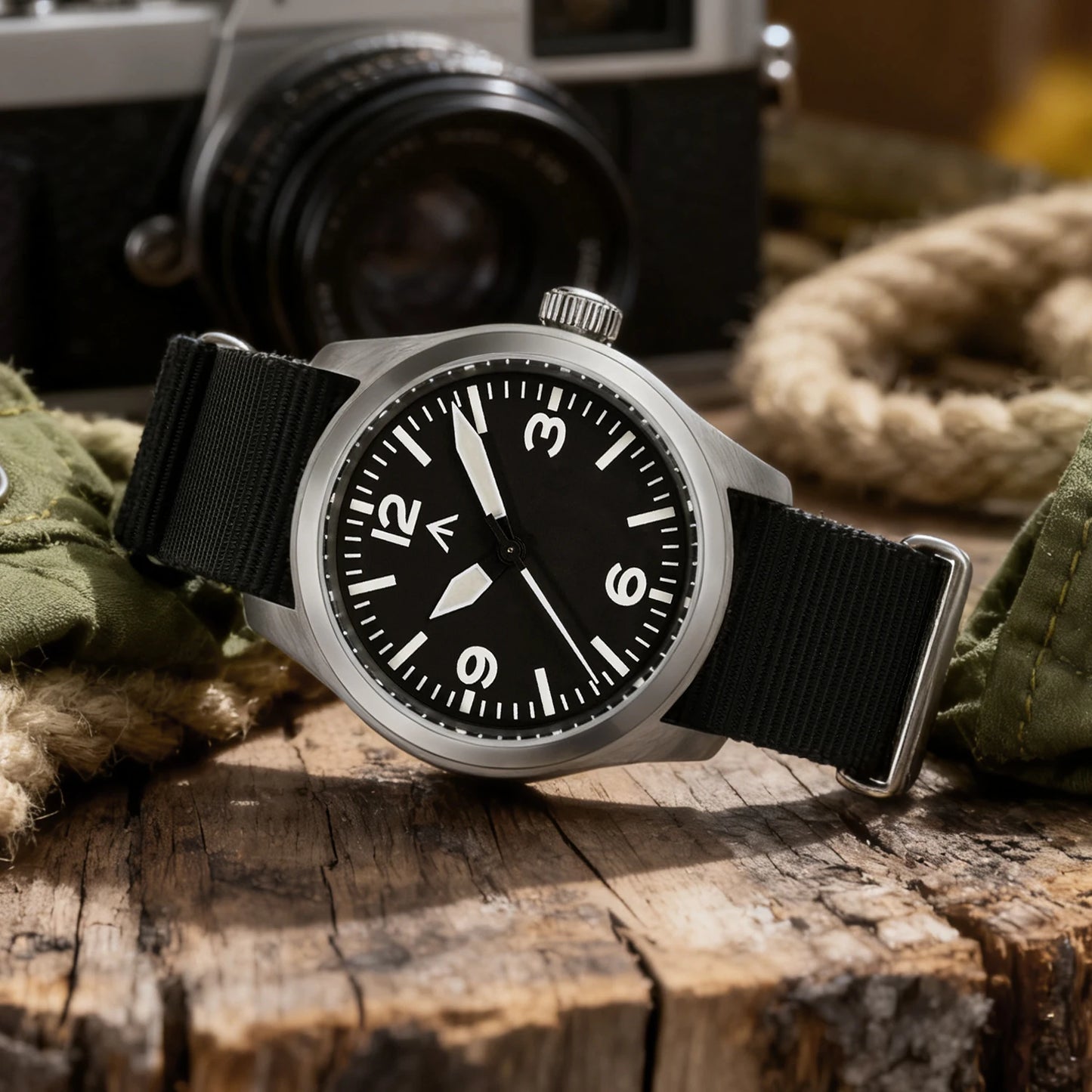 Relógio de Quartzo Vintage Militar Militado ML08 V2 com Movimento VH31, Vidro Duplo de Safira, Luminescência C3 BGW-9, Impermeável, 38mm