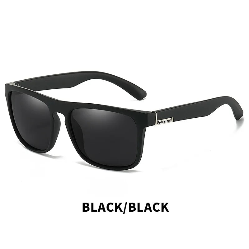 Black Polarized Square Sunglasses Men Women Fashion Classic Driving Shades for Outdoor Sports Cycling Travel Fishing Eyewears
