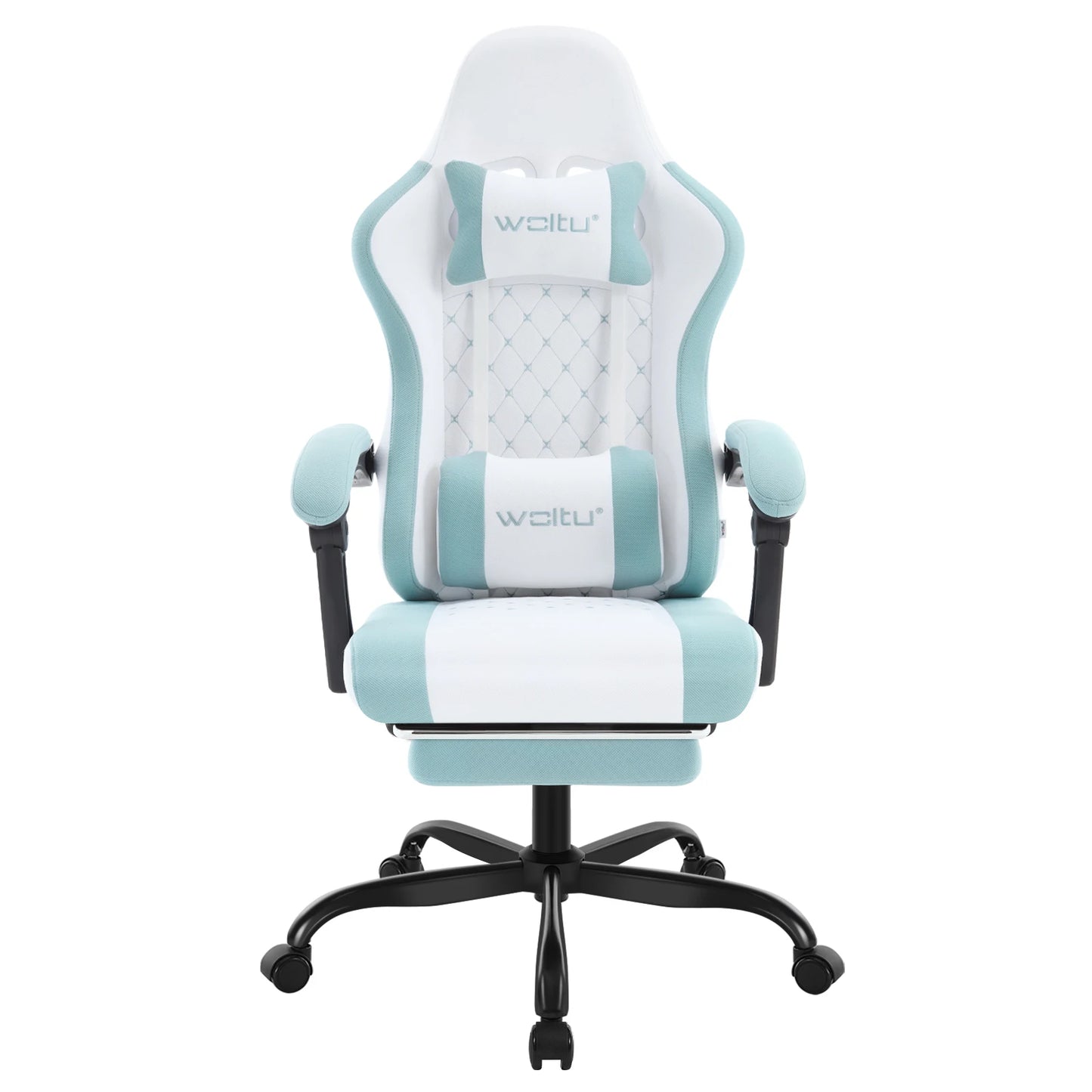 WOLTU Massage Gaming Chair Ergonomic Swivel Computer Chair with Pillow & Footrest Adjustable Headrest Lumbar Support Gamer Chair