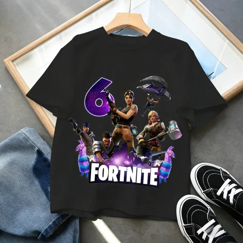 Fortnites Children Birthday Number T Shirt Girls Boys Summer Clothes Baby Cotton Tee Shirts Party Short Sleeve Tops Toddler Gift