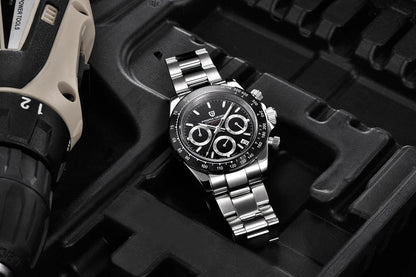 Montre pour homme PAGANI DESIGN – Modèle à cadrans colorés, montre-bracelet à quartz de luxe, chronographe équipé d'un mouvement