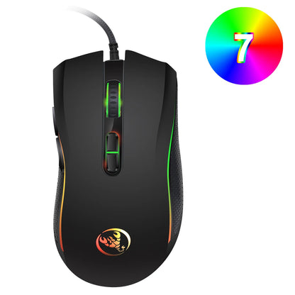 Ratón gaming óptico profesional de alta gama con retroiluminación LED en 7 colores brillantes y diseño ergonómico de 3200 DPI para jugadores de LOL y CS