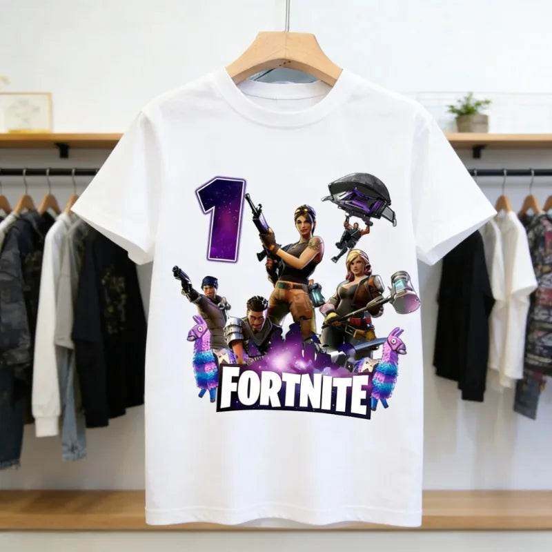 Fortnites Children Birthday Number T Shirt Girls Boys Summer Clothes Baby Cotton Tee Shirts Party Short Sleeve Tops Toddler Gift