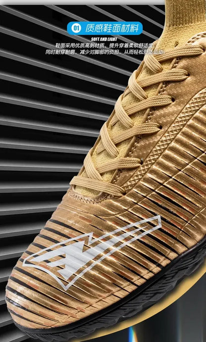 Kids Anti Collision Toe Football Boots Lace Up Closure Short Non Slip Studs Wearproof Breathable Outdoor Grass Game Shoes