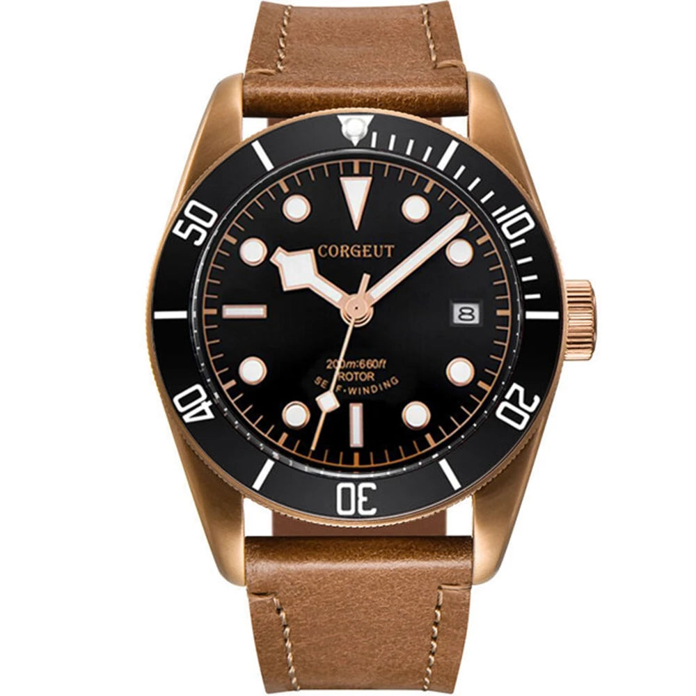 Luxury NH35A Corgeut 41mm Automatic Men's Watch PVD Case Sapphire Military Male 10BAR wim Watches Luminous Mechanical Wristwatches