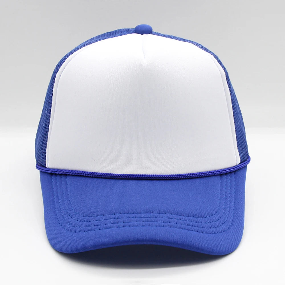5 panel Trucker Caps Men Women Plain Blank Foam Mesh Baseball Cap With Rope Summer Breathable Outdoor Sport Sun Visor Hats