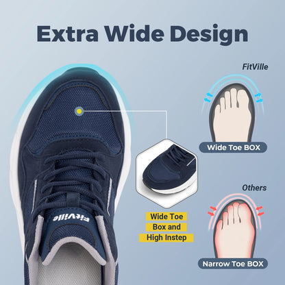 FitVille Newest Running Shoes for Men Wide Width Sneakers with Arch Support for Flat Feet Heel Pain Relief Plantar Fasciitis