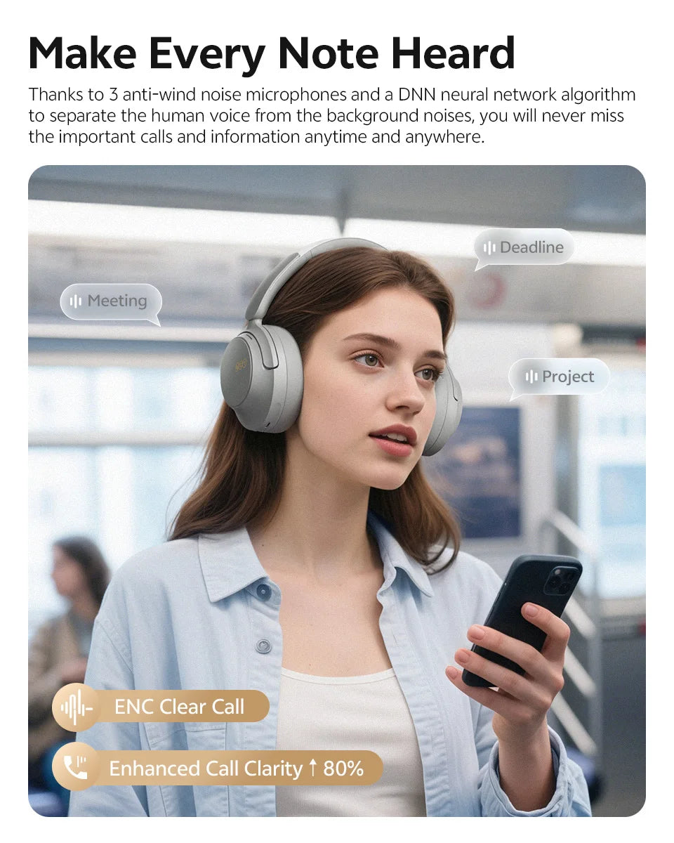 Auriculares circumaurales QCY H3S ANC Bluetooth 6.0 – Audio espacial Hi-Res LDAC, cancelación de ruido adaptativa de -56dB, auriculares inalámbricos