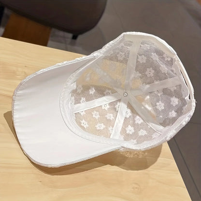 Lace Flower Thin Baseball Cap Female Spring And Summer Sunscreen Hollow Cap Breathable Sweet Adjustable Head Circumference
