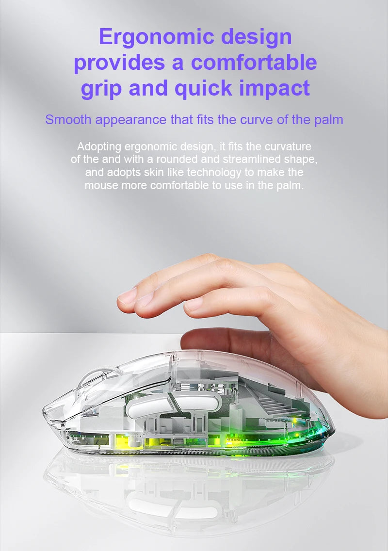 Mouse Bluetooth Wireless AULA SC660, mouse e-sport con connessione trimodale, leggero, ricarica Type-C, per gaming, ufficio, ragazze e ragazzi