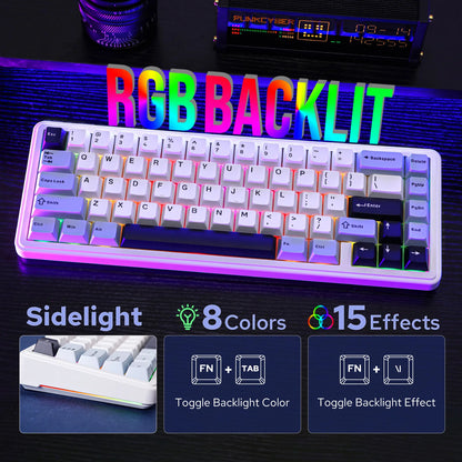 Teclado mecánico EPOMAKER x AULA F65 con distribución 65%, hot-swap, montaje gasket y conexión con cable/Bluetooth/inalámbrica 2.4G para Mac/Win